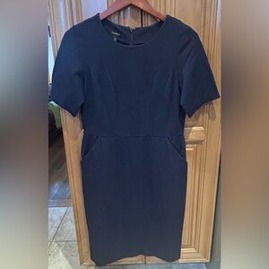 Talbots Navy Blue Sheath Dress Size 4 Pockets Work Career